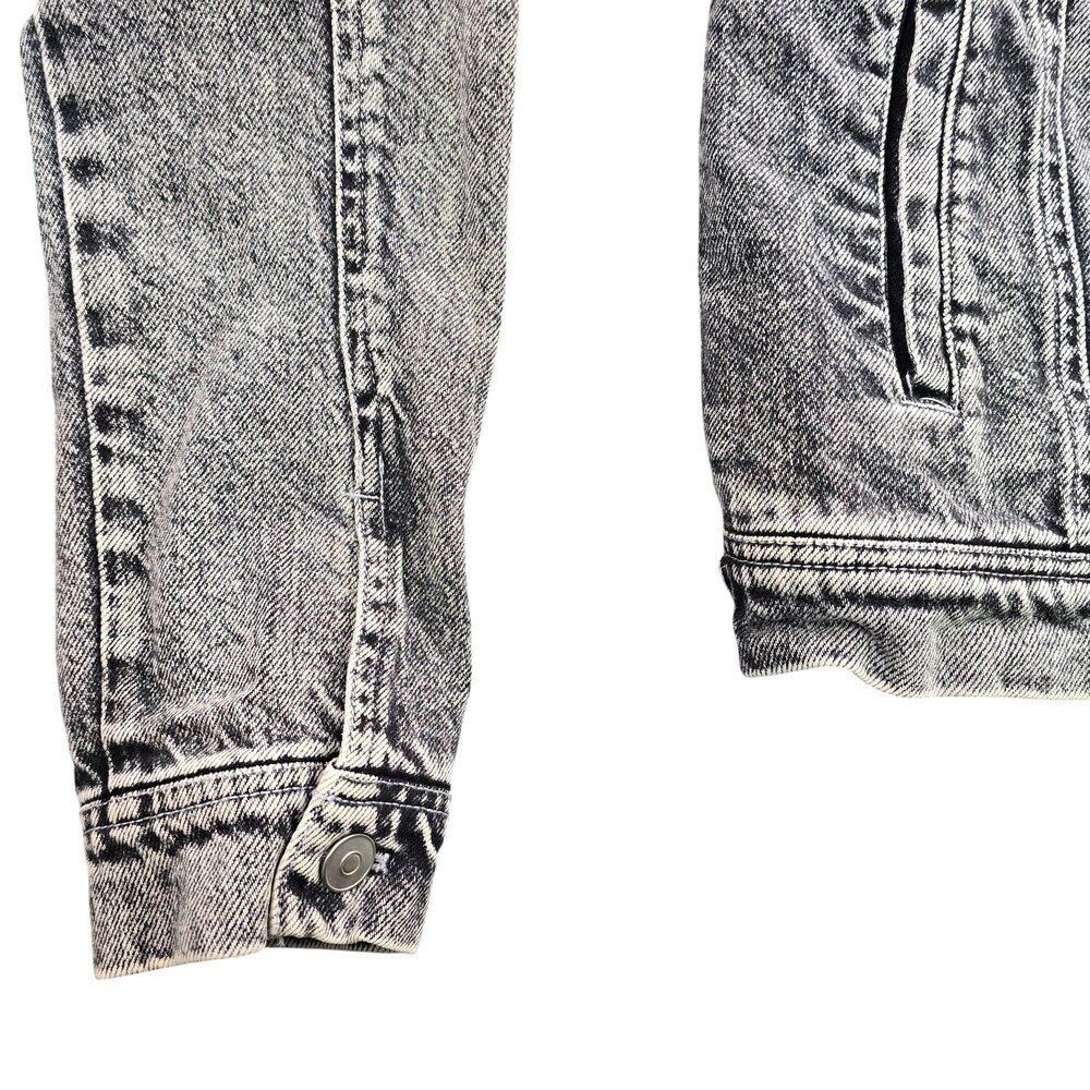 Acid Wash Cropped Denim Jacket Small | Y2K Grunge Festival Jean Jacket - Picture 4 of 11